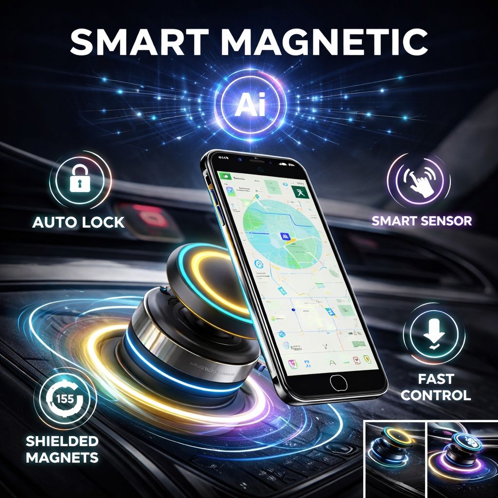 360° Magnetic Car Phone Mount with Strong Suction Base